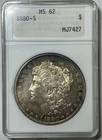 1880-S Morgan Silver Dollar - Old First Gen ANAcs Slab - NICE COLOR! - MS62