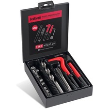 M12×1.25 Helicoil Thread Repair Kit - Metric Rethreading Tool, HSS Drill Bit & I