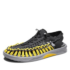 Summer Men Sandals Hand Woven Non Slip Casual Shoes Thick Sole Soft Couple Beach