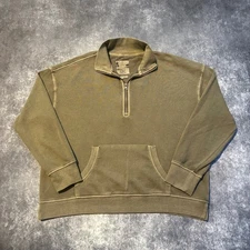 Sunwashed Khaki Green Faded Quarter Zip Sweatshirt XL C&C California Women