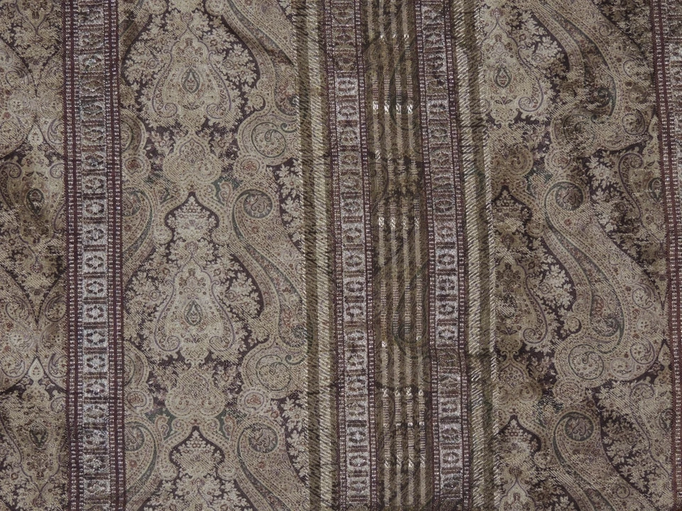 1 Croscill Tangier Paisley Damask Curtain Panel Gold Brown Lined 40x86 Weighted - Image 2 of 4