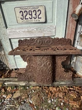 Architectural salvage Vtg.  Ornate Cast Iron Fireplace Stove Cover 28in x 21in