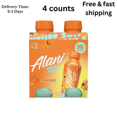 Alani Nu Protein Shake, Munchies, 12 fl oz, 4 Pack, Bottles, 30g Protein, Gluten
