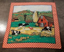 VTG Wamcraft Midwest Cows Farm 21" Bandana Handkerchief Scarf Made In USA