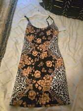 “Guess Women’s Bodycon Dress Size M Floral Leopard Print Sleeveless Stretchy”