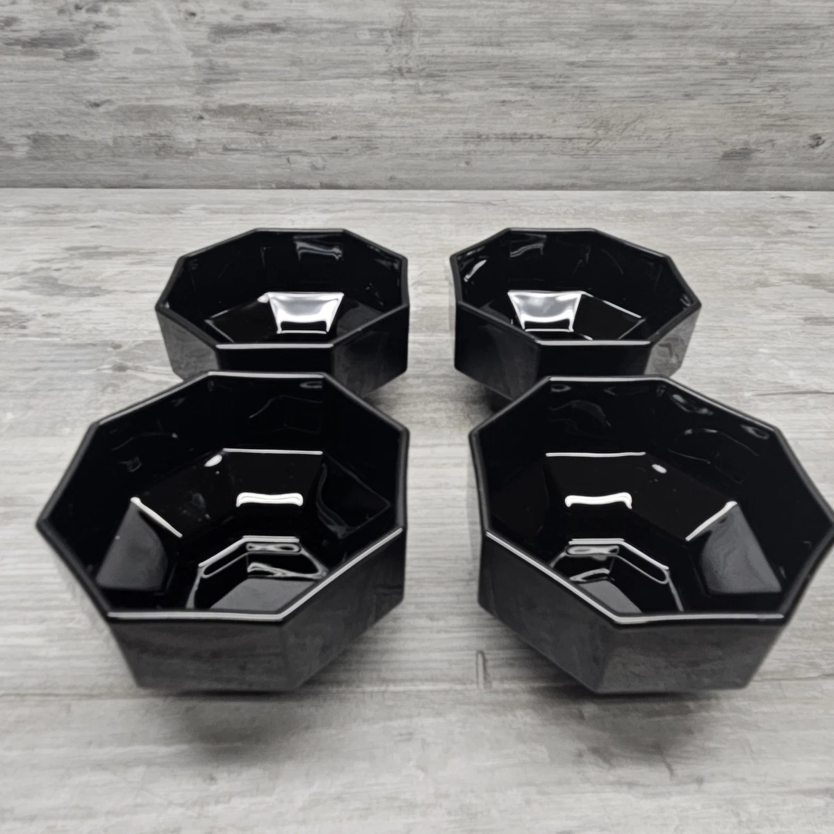 Plat Arcoroc Noir Octogonal 30 Cm - Vintage Années 80/90 - Verre, Très Bon état