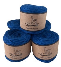 Alpaca Wool Skein 100 Baby Alpaca Yarn DK Worsted Lot of 5 Royal Blue 3608