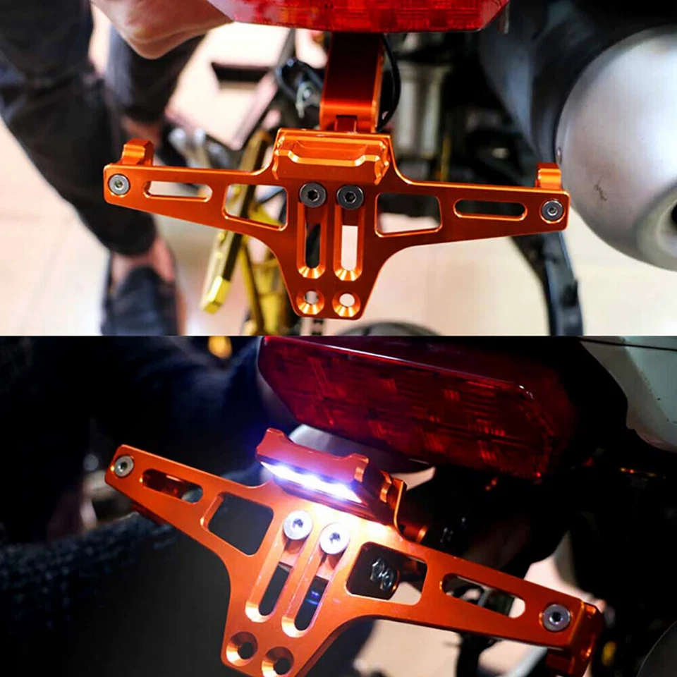Kit eliminador guardabarros soporte matrícula moto 125 200 250 390 naranja Foto 3 de 4