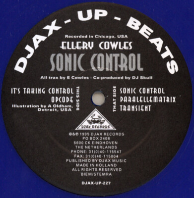 Ellery Cowles - Sonic Control (12'', Blu) (Very Good (VG)) - 2768662303