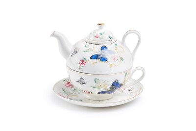 Grace Teaware Butterfly Meadow Fine Porcelain Tea For One Set