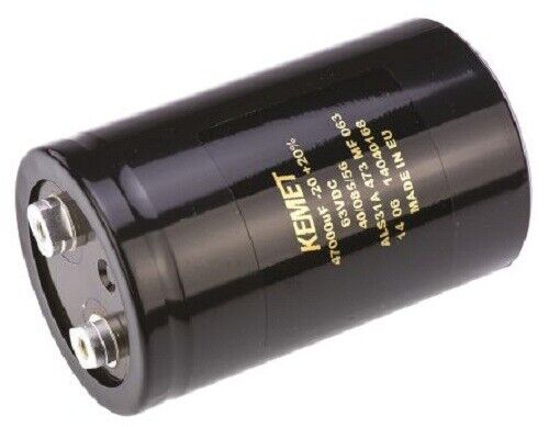 Kemet ALS31 ALUMINUM ELECTROLYTIC CAPACITOR 66x105mm 47000µF 63VDC 8mΩ 26.7A - Picture 1 of 2
