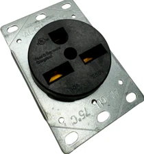 Pass & Seymour 3801 Flush Mount 2-P, 3-W, Power Receptacle Outlet, 30A, 250V