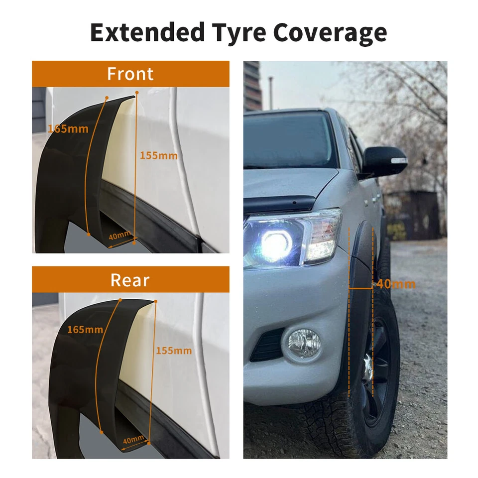 For Hilux SR5 SR 2011-2014 Matt black Fender Flares Wheel Arch 6 Inch 6pcs - image 2 of 2