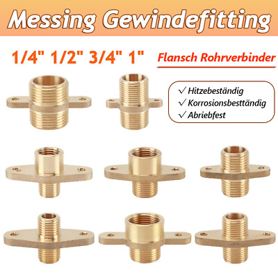 Messing Gewindefitting Außen/Innen Flansch Rohrverbinder 1/4'' 1/2'' 3/4'' 1'' Zoll