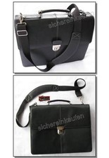 edle unisex-Tasche m Gurt Marc Chantal Leder-Aktentasche schwarz Laptop-Fach 654