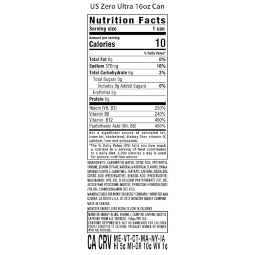 Zero Ultra, Sugar Free Energy Drink, 16 Ounce (Pack of 15) - Picture 4 of 12