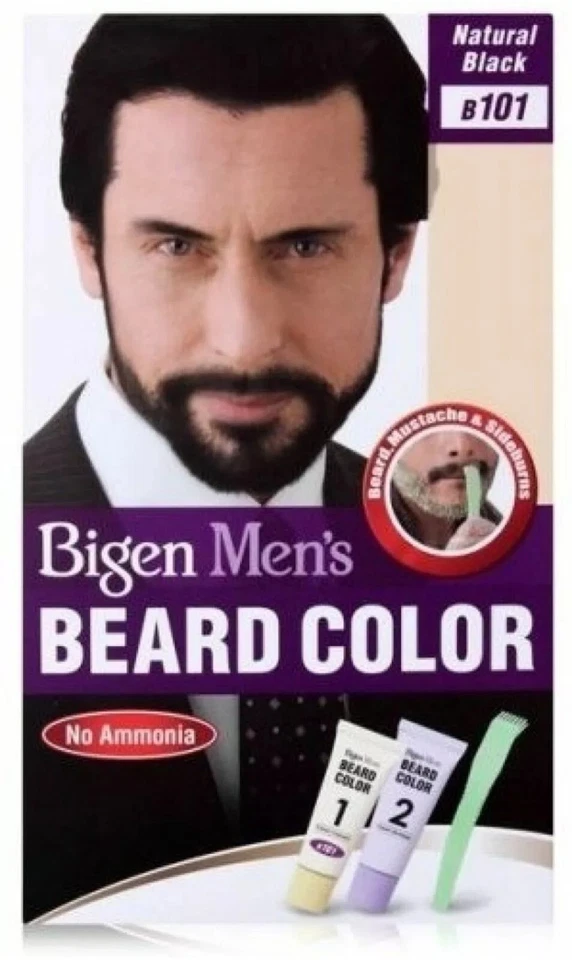 Natural Black Bigen Mens Permanent Beard & Moustache Hair Colour Dye No Ammonia