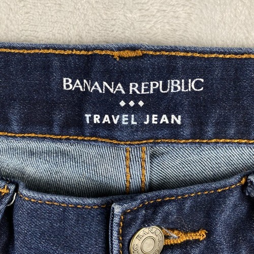 Banana Republic Travel Jeans Men 31x30* Blue Straight Skinny Fit Dark Wash Denim - Picture 6 of 13
