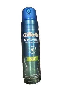 Gillette Dry Shield Dry Spray Antiperspirant - Power Rush - 4.3 OZ - Exp 11/2025