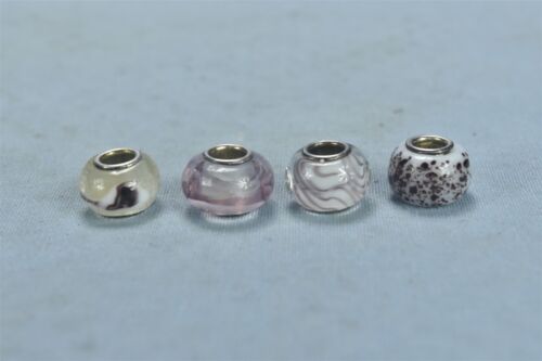 LOT of 4 CHAMILIA GENUINE STERLING SILVER & MURANO GLASS BEADS CHARMS #05353 - 第 1/2 張圖片