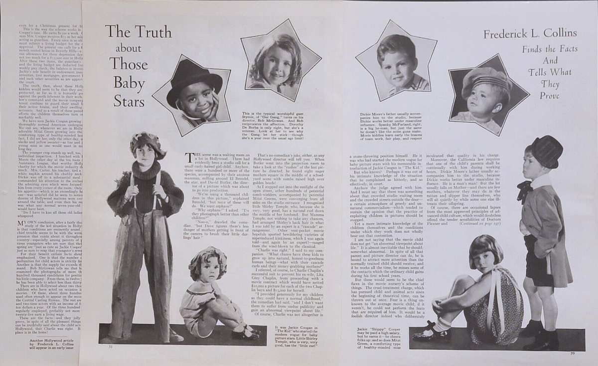 1933 5pg Article Truth about Baby Stars Our Gang Shirley Temple