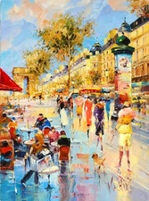 Painting by Motives Kal Gajoum Paris Oil on Canvas Original Art Triumphal Arch