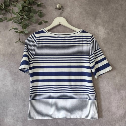 Lauren Ralph Lauren Top Womans Petite Large Striped Blue Short Sleeve Cotton Tee - Picture 6 of 6