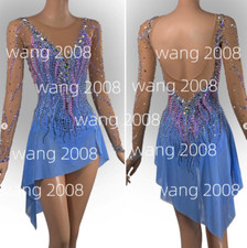 Ice Figure Skating Competition Dress Baton Twirling Costume blue