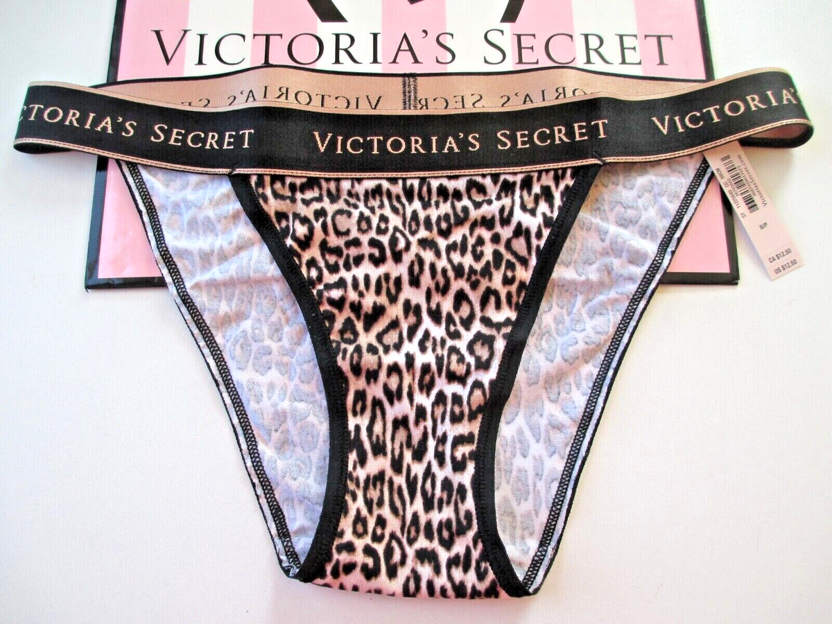 VICTORIA'S SECRET Logo Elastic Waist Leopard Cotton Tanga