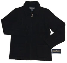 Herman Geist 100% Wool Black Full Zippered Jacket Sz L Woman's  NEW! NWT!