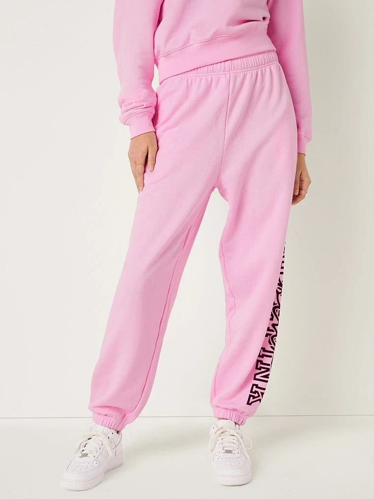 Victoria's Secret PINK Campus Fleece Baggy Sweatpants Pink Bubble Double  Logo L