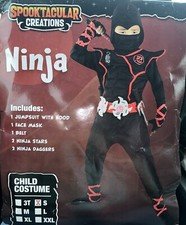Ninja Costume for Kids 7 Piece Black Boys Size Small Halloween Dress Up