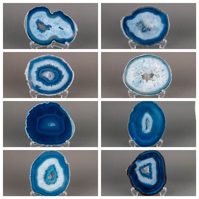 Polished Blue Agate Slice 5'' - 6'' Gemstone Coaster Home Decor Housewarming Gift