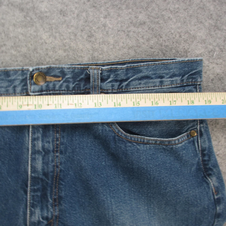 Pantalones de mezclilla para hombre tallados con volantes 38x34 azul lavado medio pierna recta Foto 3 de 4