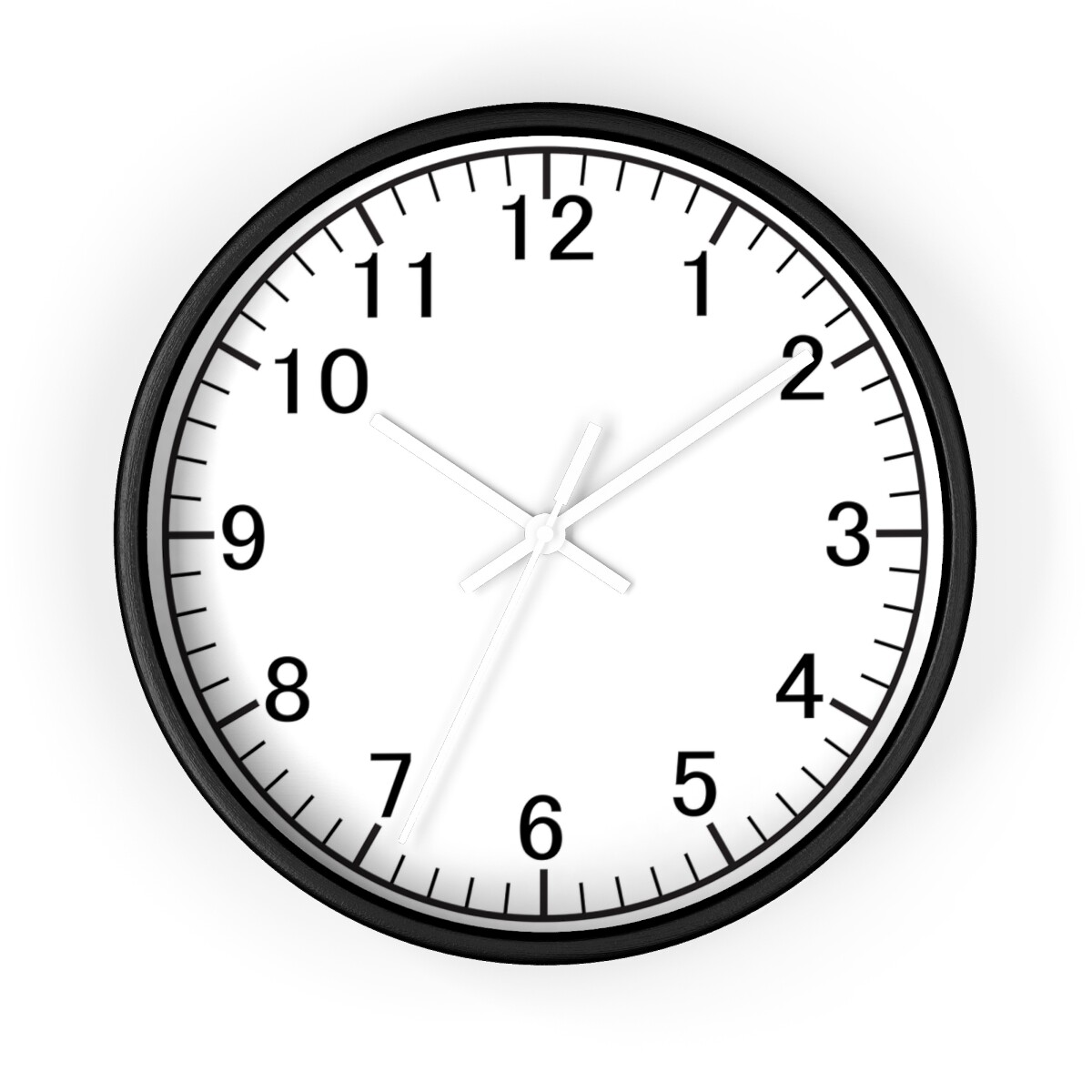 Black Analog Wall Clock Wood Frame Battery Operated Silent
