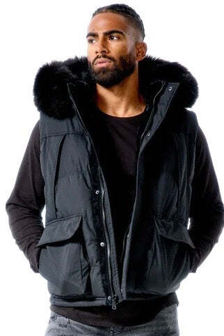 fur lined puffer vest
