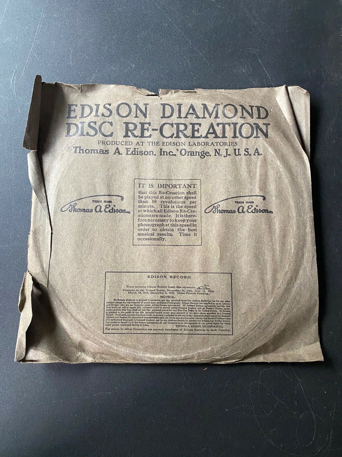 IMPERIAL MARIMBA BAND messenger boy / blue danube 78 rpm Edison 50413