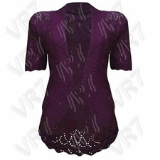New Women's Crochet Knitted Short Sleeve Shrug Ladies Cardigan Bolero Top Plus