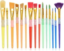 15Pcs Paint Brushes Value Pack, Includes 15 Different Types Large, Multicolor 