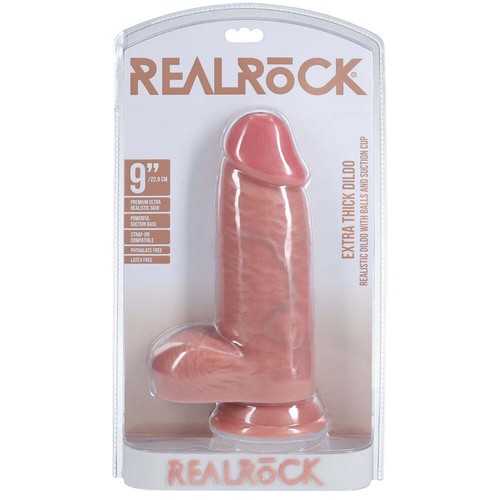 Shots Real Rock Extra Thick Dildo With Balls 9 Inch - Light - Picture 7 of 7