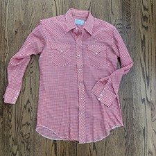 Vtg H Bar C Mens Checkered Pearl Snap Western Shirt California Ranchwear 16 33