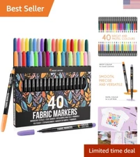 Fabric Markers Pens Set - 40 Intense Colors - Non Toxic, Permanent Fabric Paint