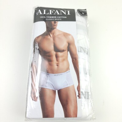Alfani Large L Briefs 5-Pack Solid White - Tagless 100% Cotton Classic Mens NWT