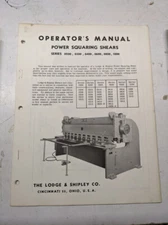 LODGE & SHIPLEY OPERATOR'S MANUAL POWER SQUARING SHEARS 0200-1000 MAINTENANCE
