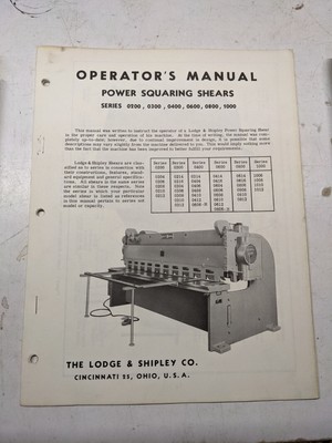 Manuale Operatore Tornio Lodge & Shipley Powerturn - Numeri 1610, 2013, 2013-17 (Ristampa)