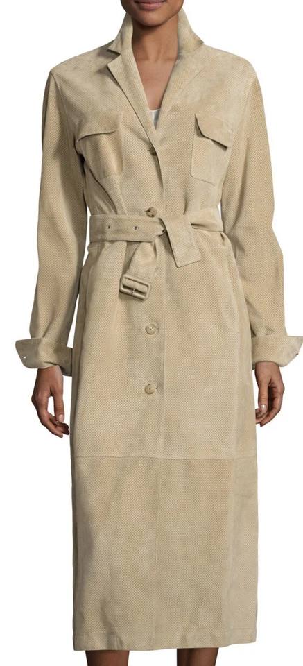 РЯД $5950 Zoe перфорированная овчина замши Тренч размер 4 маленький Olsen близнецы - Изображение 2 из 4