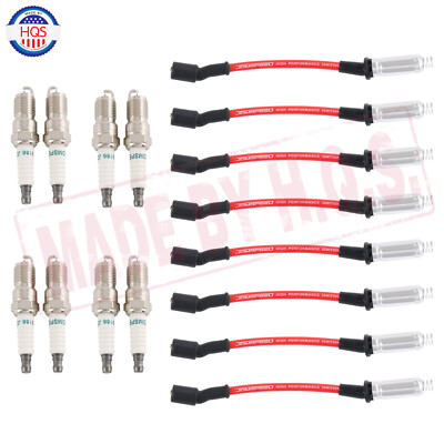 41-110 Iridium Spark Plugs & M8-48322 Spark Plug Wires For 5.3 6.0 6.2 Chevy GMC