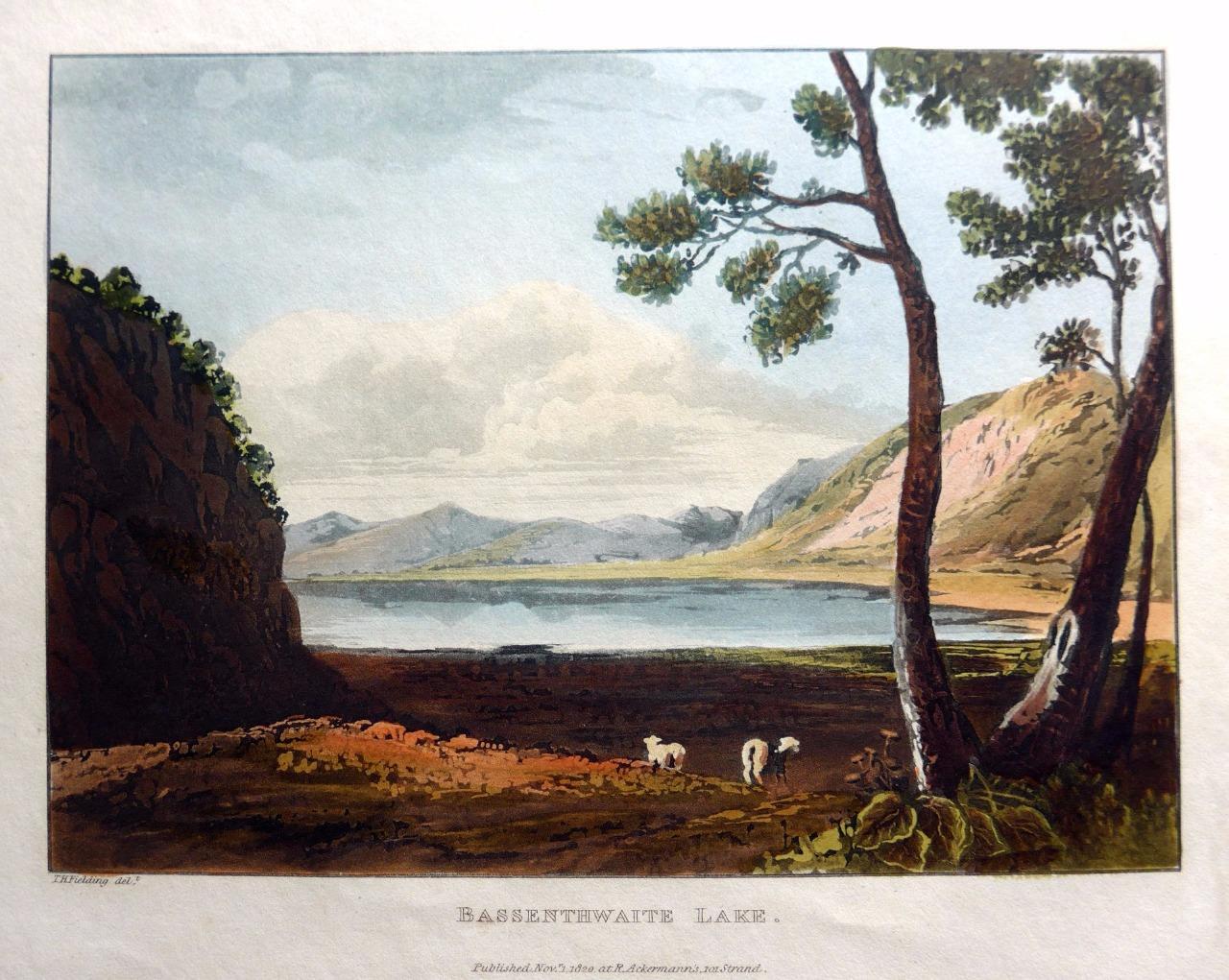 BASSENTHWAITE  LAKE DISTRICT CUMBRIA c1821  AQUATINT  BY T.H. FIELDING  c1821