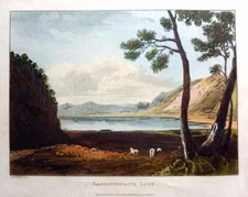 BASSENTHWAITE  LAKE DISTRICT CUMBRIA c1821  AQUATINT  BY T.H. FIELDING  c1821