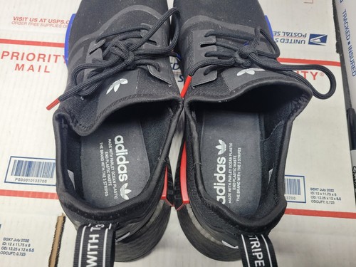 Adidas NMD R1 Men's Size 14 Running Shoes Black/White/Grey GX6978 Used - Picture 7 of 12